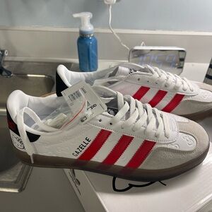 Adidas Gazelle Indoor with Red and White Accents NEVER WORN US woman’s size 9